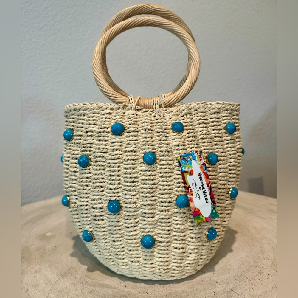 Anna & Ava x Brooke Webb Turquoise Bucket Clutch | Straw Paper Purse | Accessory